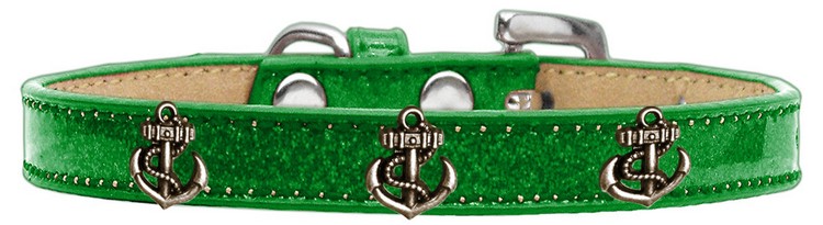 Bronze Anchor Widget Dog Collar Emerald Green Ice Cream Size 18